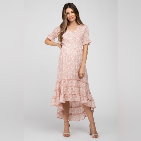 Pinkblush floral smocked high low asymmetrical maxi dress nwot - Picture 1 of 7